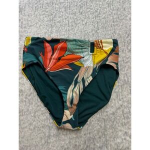 Calypsa High Waisted Tropical Floral Bikini Bottom Teal WSA15405PRT NWOT